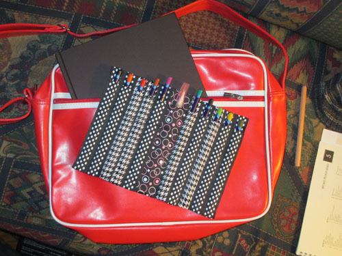 Ribbon pen case - with airplane bag
