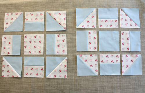 churn dash block assembly layout
