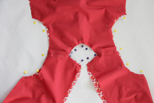 stitch neckline and armscyes