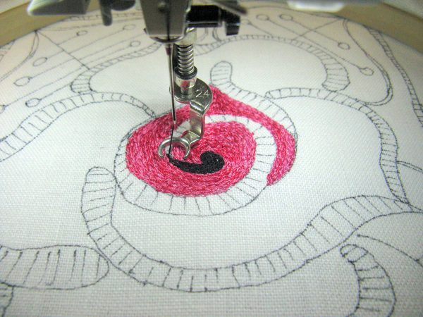 Step 5 How to make a thread painted rose tile pillow