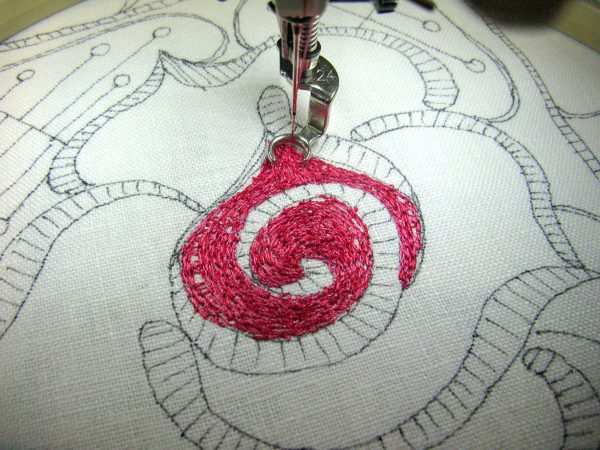 Step 4 how to make a thread painted rose tile pillow