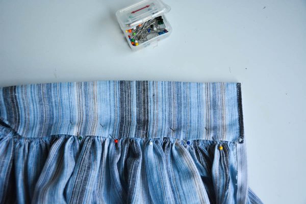Midi Skirt Tutorial - Pin the waistband facing in place