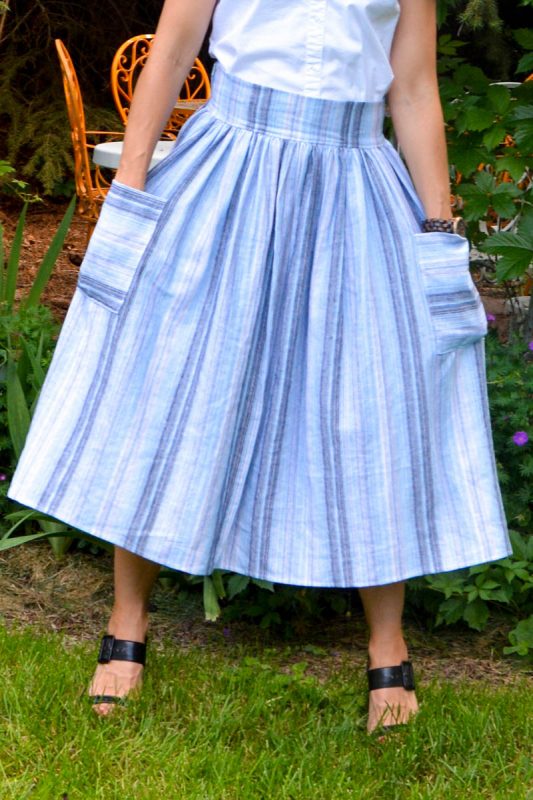 Midi Skirt with Patchwork Pockets Tutorial - Finished