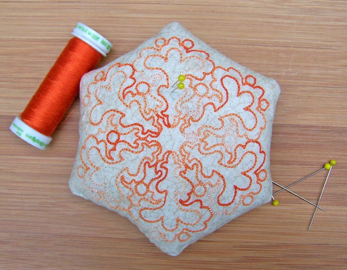 Embroidered Orange Delight Pincushion Tutorial