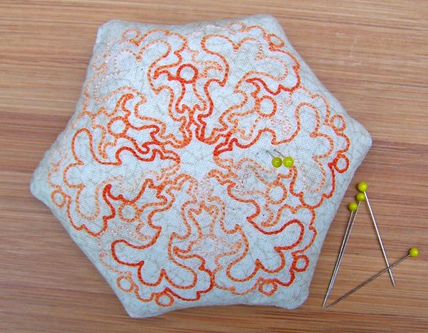 Embroidered Orange Delight Pincushion Tutorial