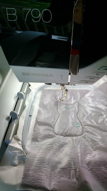 Baby Mobile Tutorial full view of the stitching area, with the medium-sized hoop