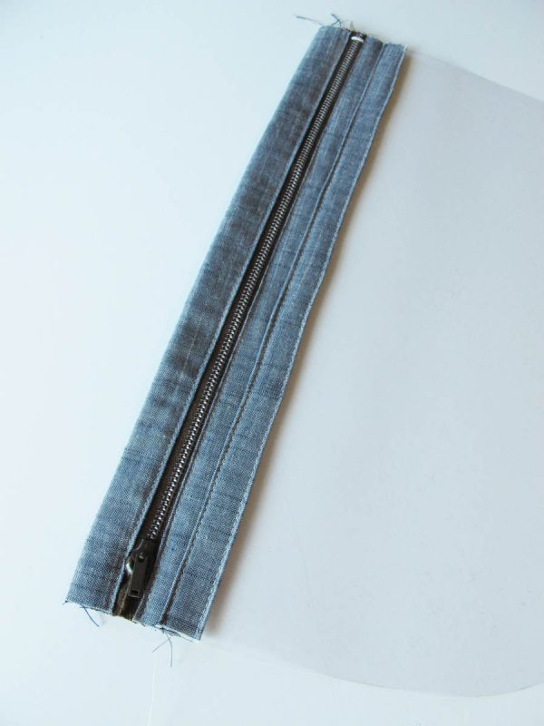 Vinyl Zip Pouch Tutorial - Topstitch along folded edge of vinyl binding