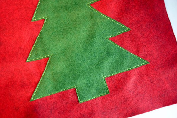 Christmas Tree Pillow Tutorial - stitch the applique in place 