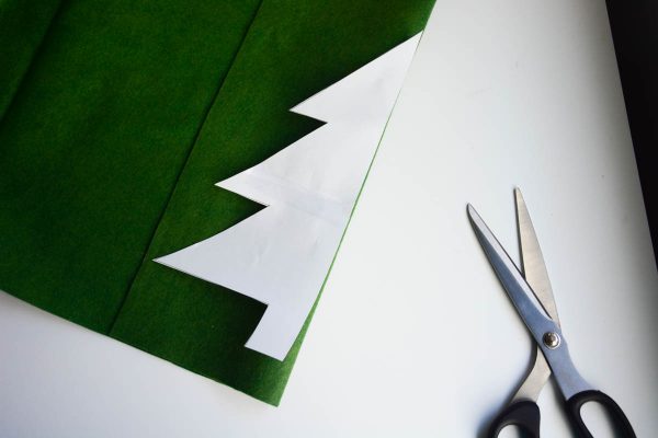 Christmas Tree Pillow Tutorial - Trim and tape together the pattern