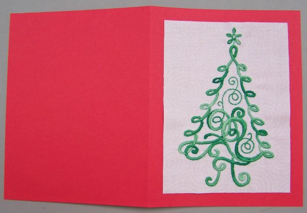 Embroidered Christmas Tree Card - fold card in half