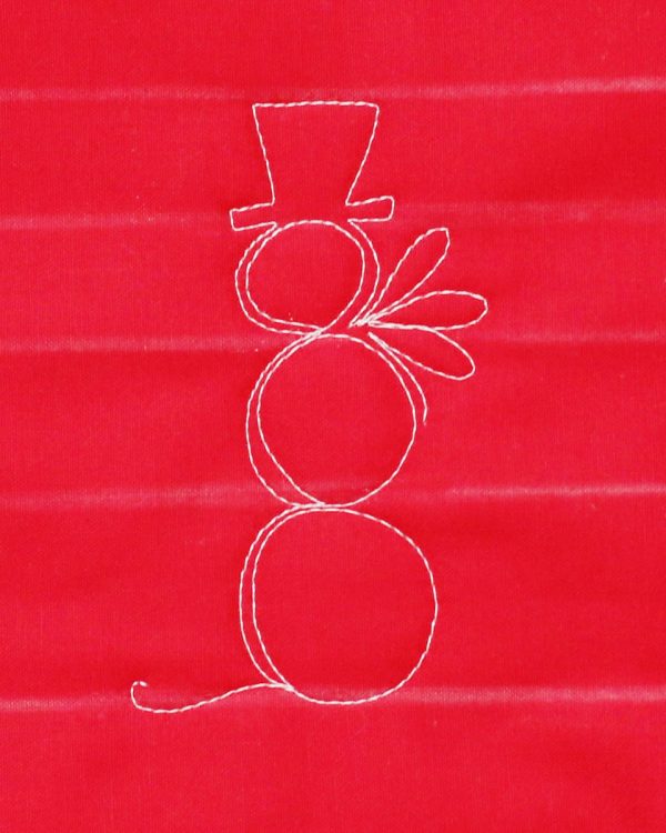 Free-Motion Snowman - stitching the scarf
