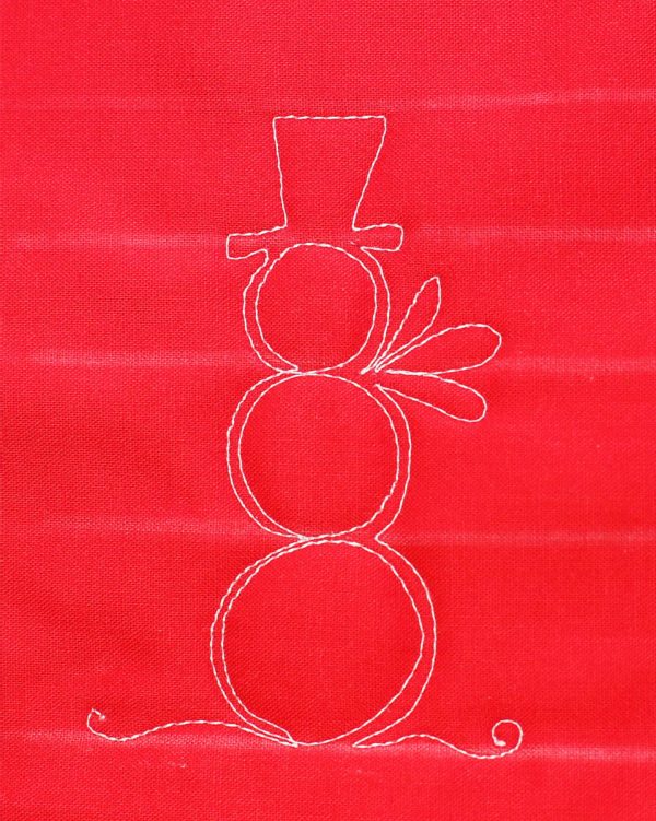 Free-Motion Snowman - finishing stitching the snowman