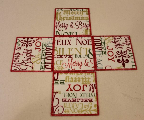 Holiday Fabric Boxes - laying out the four pieces
