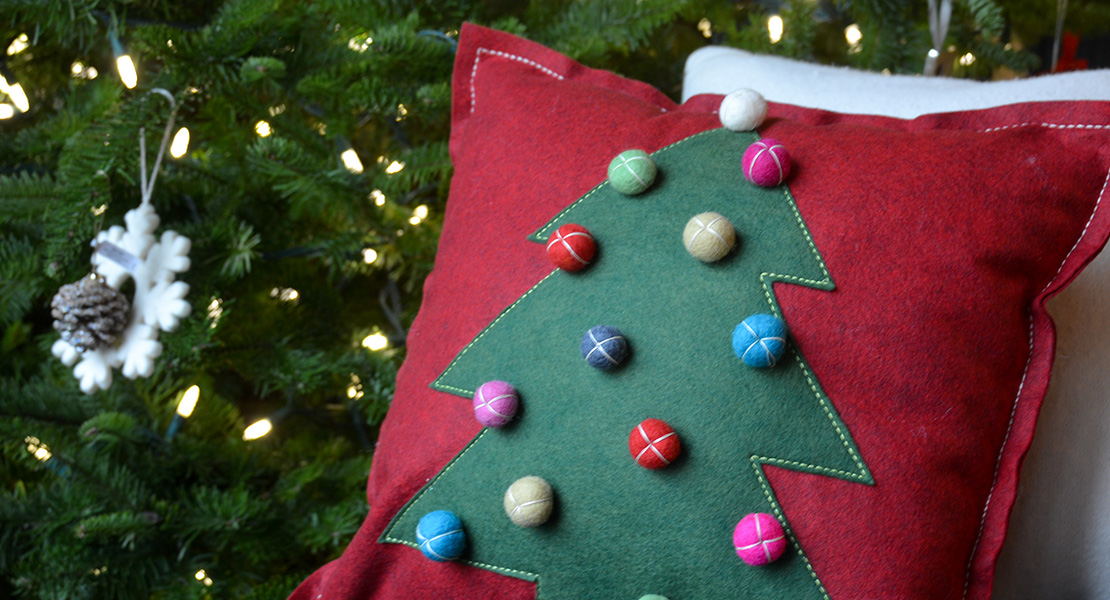 Pom Pom Tree Felt Pillow