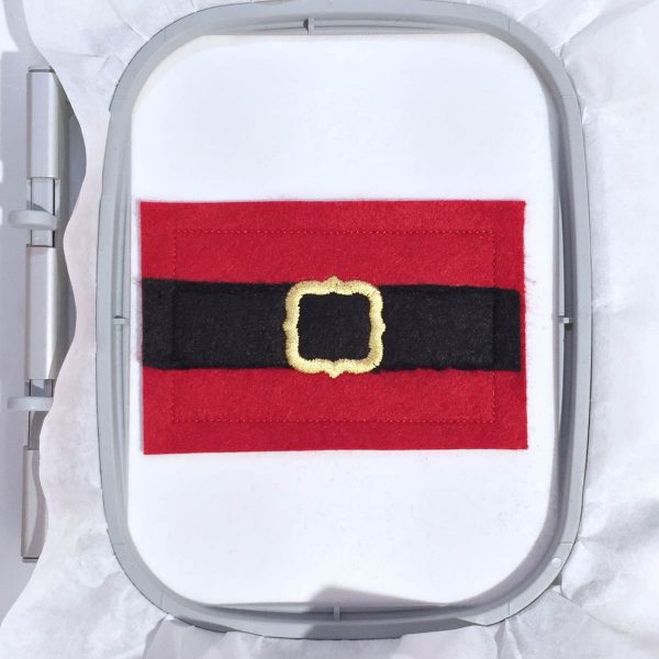 Santa Pants Gift Card Holder Tutorial - create the belt buckle with golden thread