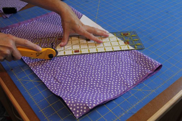 Chalk Cloth Flags - place the flag pattern piece along the folded edge