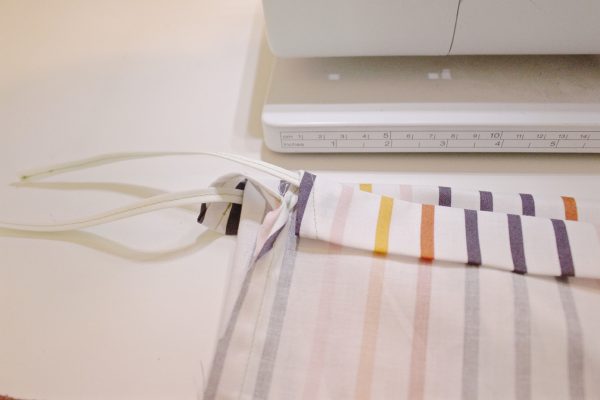 DIY 10-minute shoe bags step eight: insert bias tape