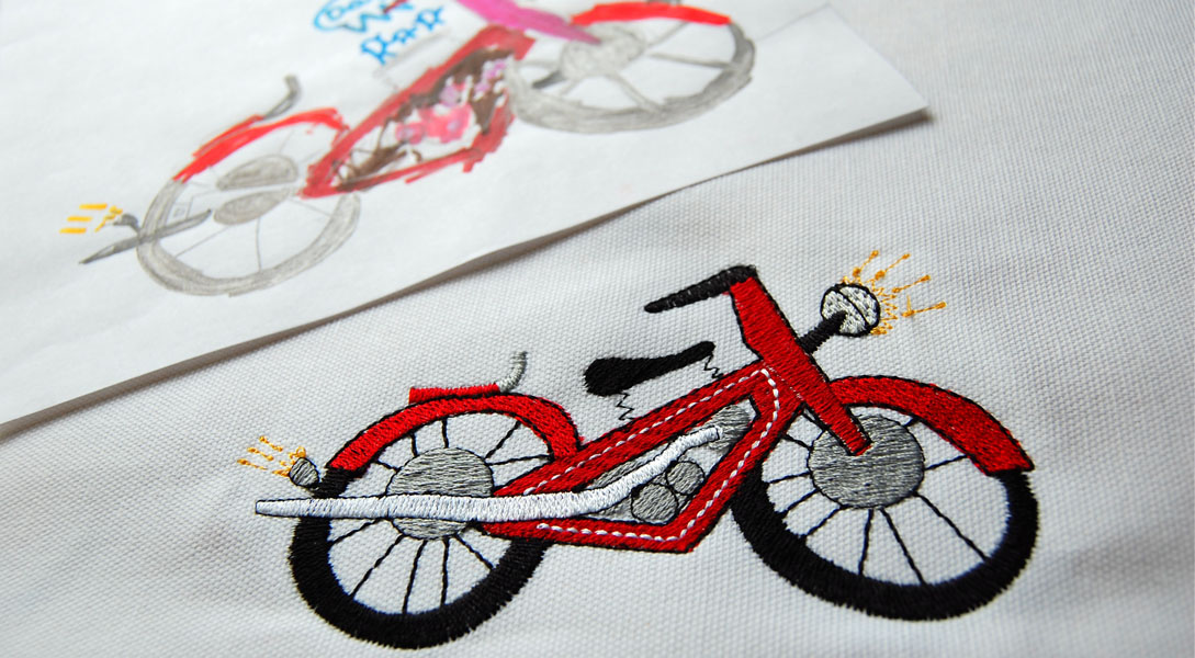 From a kids drawing to embroidery design