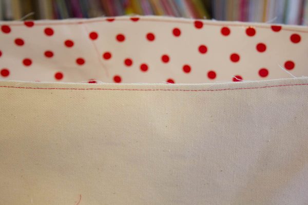 Oilcloth-lined Garden Tote Tutorial - sew layers together