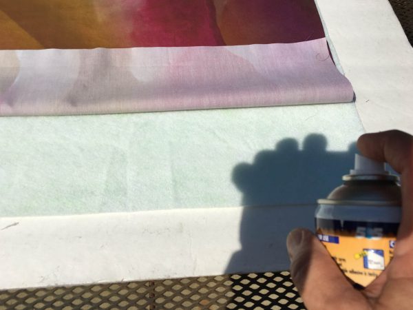Quilting Green - spraying the bat