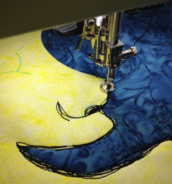 Moon Wall Hanging-Moon Wall Hanging-stitching over raw edges and lines several times