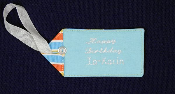 BERNINA WeAllSew blog personalized fabric gift tag