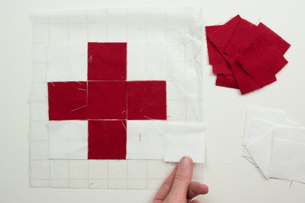 Patchwork Nordic Inspired Snowflake pillow pattern by Melissa Mortenson for WeAllSew