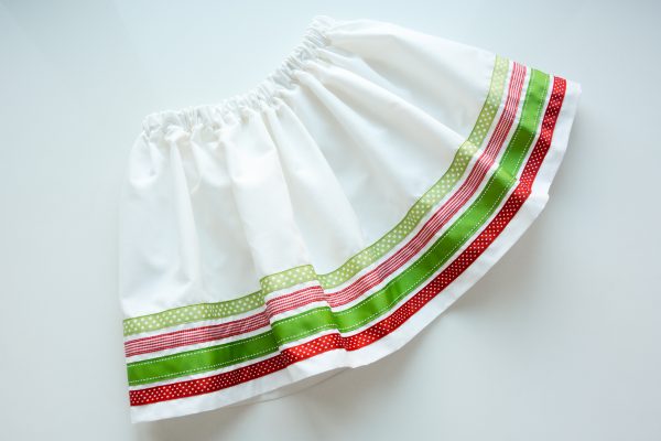 Ribbon Trimmed Christmas Skirt Girls-4895