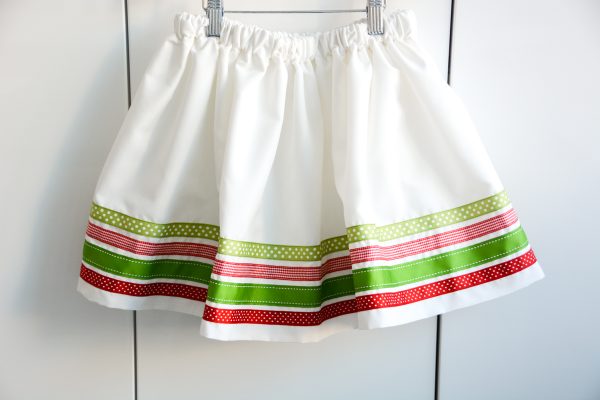Ribbon Trimmed Christmas Skirt Girls-4906