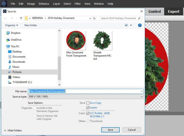 Stitched Photo Ornament-Save this new flipped image