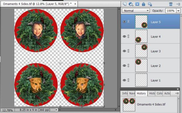 Stitched Photo Ornament-You can get four Ornament sides on one sheet of 8.5x11 inch inkjet fabric