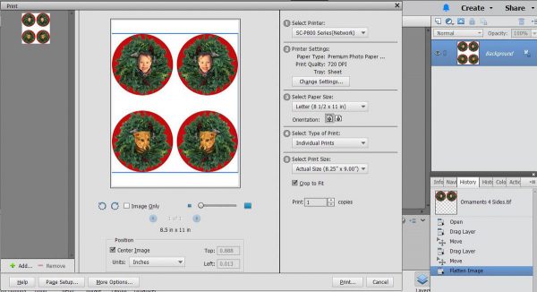 Stitched Photo Ornament-print the sheet of inkjet fabric