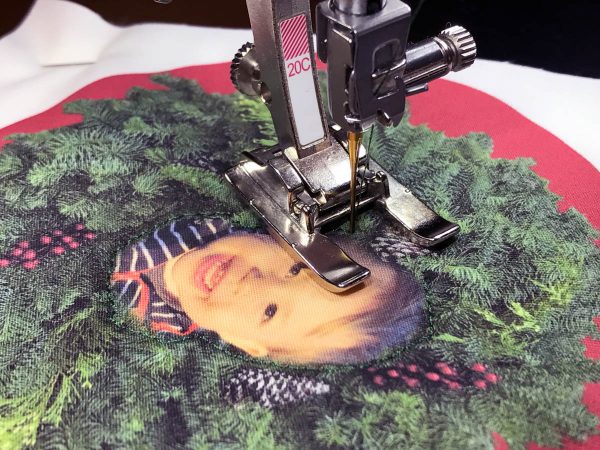 Stitched Photo Ornament-stitching using the hover function