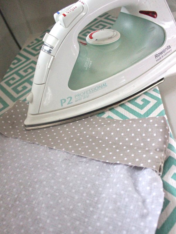 Reusable washable lunch bag Tutorial step seven: fold and iron the top if the lining