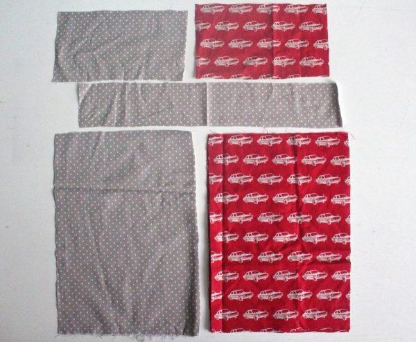 Reusuable washable lunch bag Tutorial fabric pieces