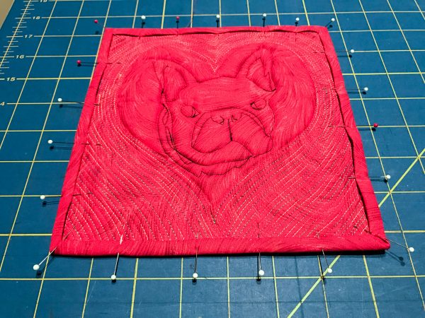 Personalized Tote with Quilt Block-fold over binding to the back