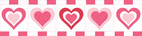 Be My Valentine Runner - Step 9 Sew Borders to appliqued backgrounds@4x