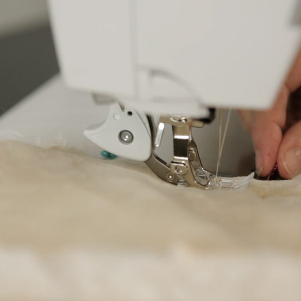 Faux Fur Vest Tutorial-sewing with dual feed engaged