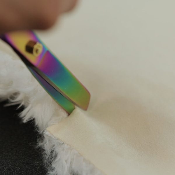 Faux Fur Vest Tutorial-cutting out the pattern pieces with scissors