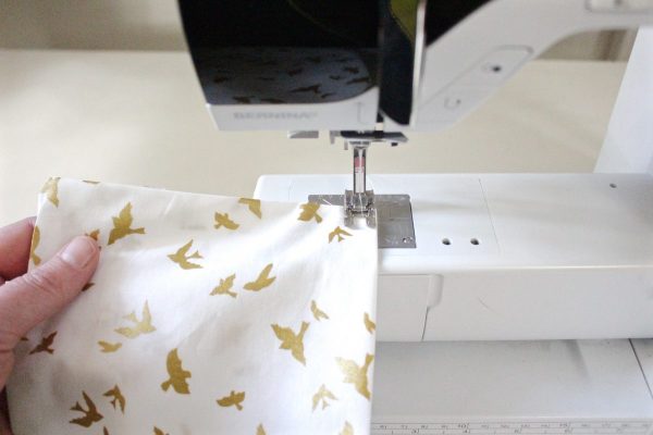DIY Sketchbook and pen case Step five: Sew the open folded sides of the top together