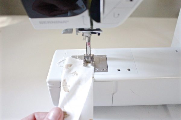 DIY Sketchbook and pen case Step ten: sew the tie