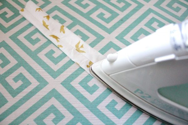 DIY Sketchbook and pen case Step twelve: Iron the tie