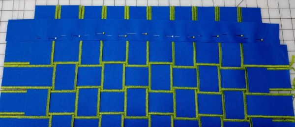 Flange Pillow Tutorial-Insert the remaining weft strips