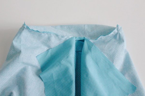 step six: sew the side of the inside piece together