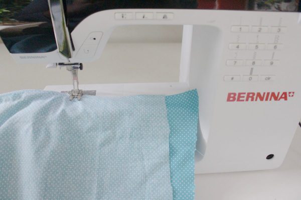 step six: sew the side of the inside piece together