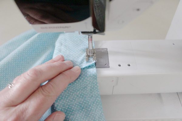 step six: sew the side of the inside piece together