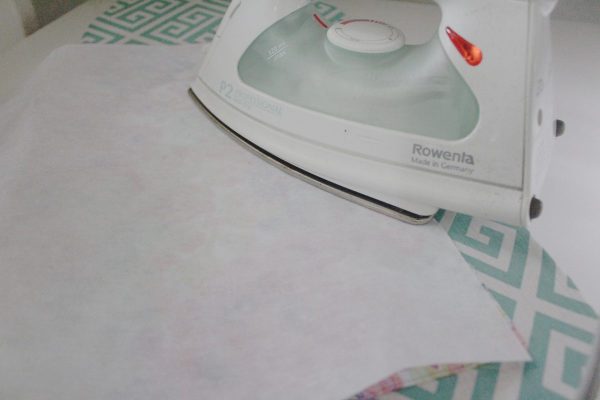 step nine: iron interfacing onto flap