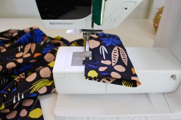 step 26: Start sewing your waistband and skirt together