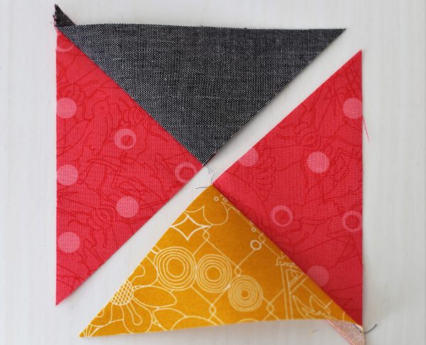 Press seams toward the yellow and the gray