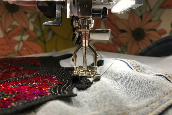 Free Hand System presser foot down